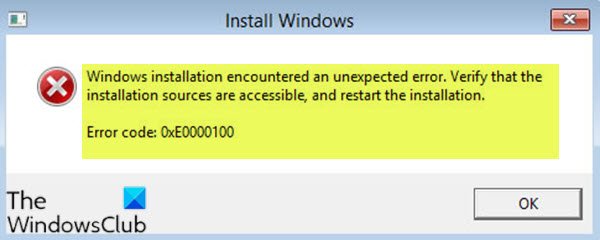 Windows installation encountered an unexpected