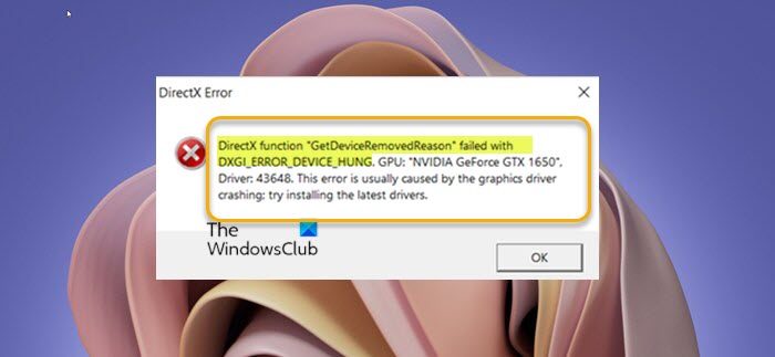 Directx function failed. Ошибка DIRECTX function GETDEVICEREMOVEDREASON failed with dxgi_Error_device_hung. Dxgi_Error_device_hung. Error function.