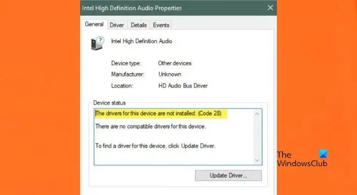 Intel High Definition Audio. Intel High Definition Audio Driver для Windows 10. Code 28.