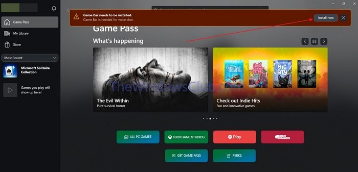 Установить Xbox Gamebar из приложения Xbox