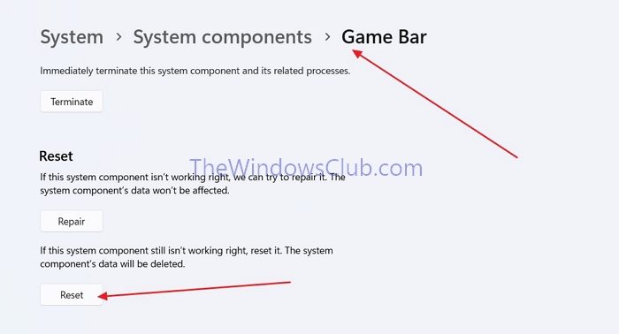 Сброс Xbox Game Bar в Windows